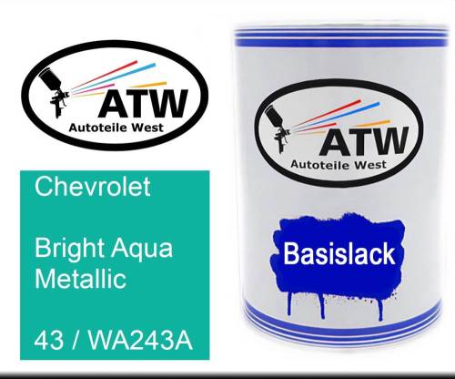 Chevrolet, Bright Aqua Metallic, 43 / WA243A: 500ml Lackdose, von ATW Autoteile West.